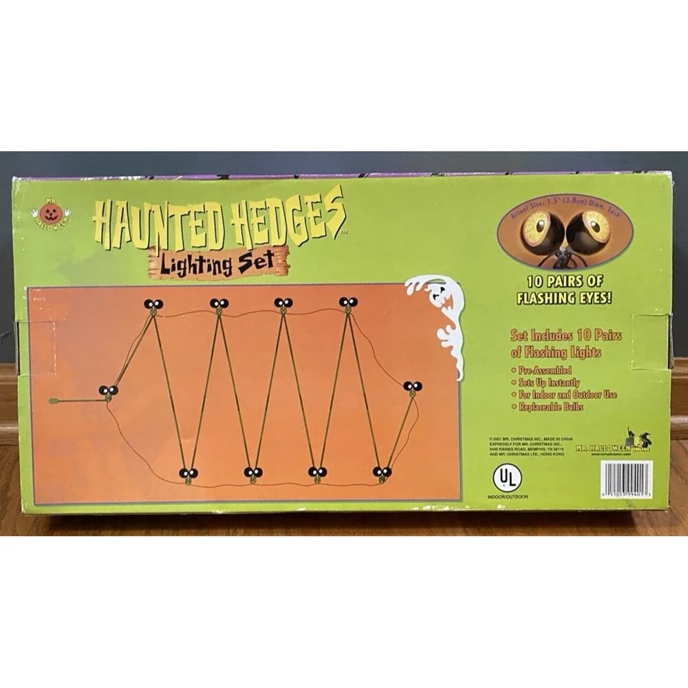 Vintage Mr Halloween Haunted Hedges Lighting Flashing Eyeball Lights 2001 NIB
